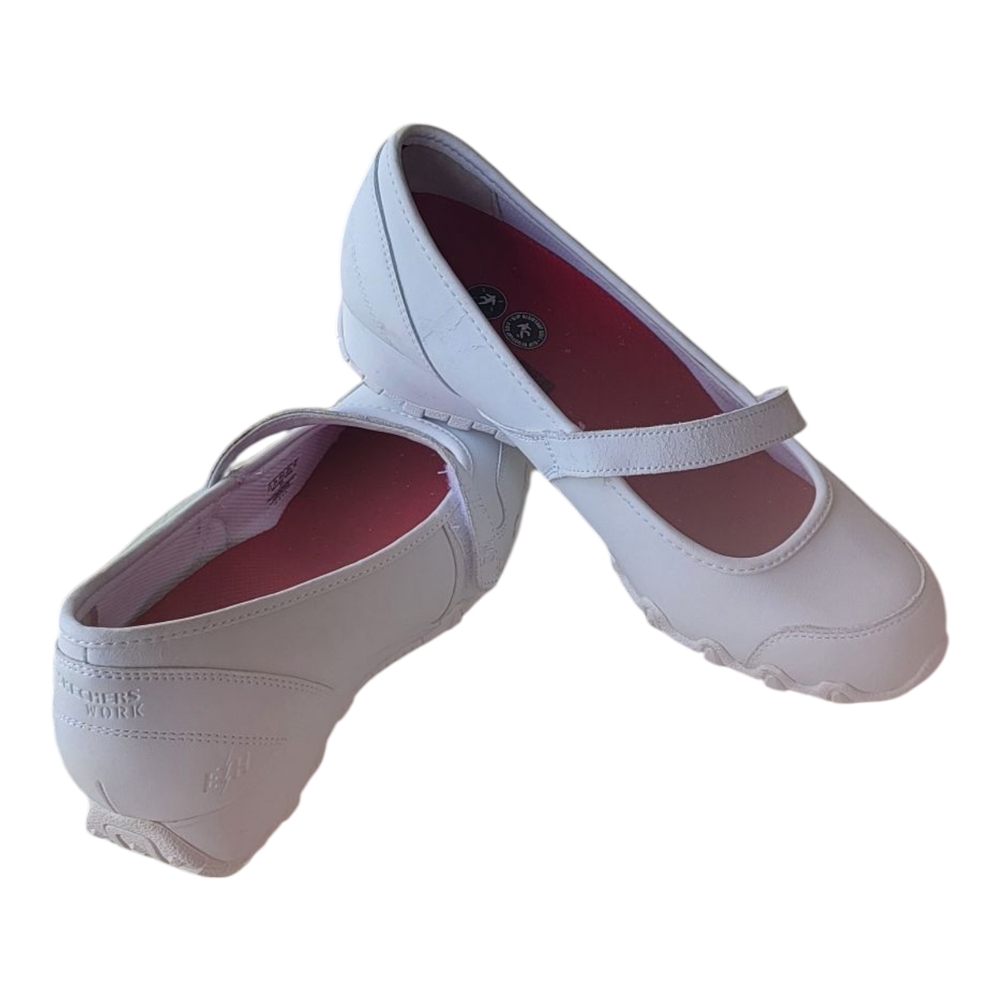 Sketchers Work Stylish White Mary Jane Shoes